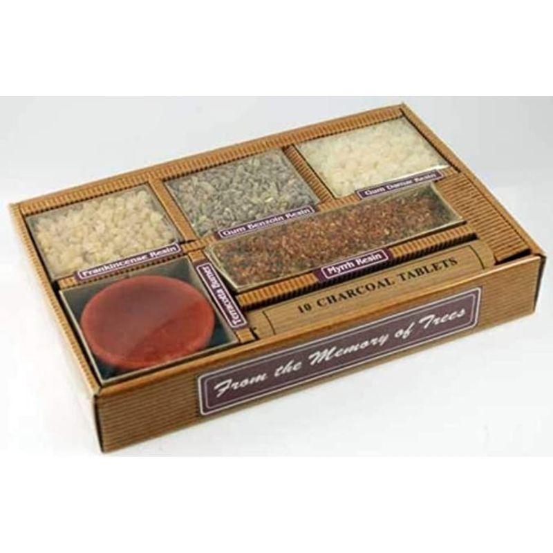 Auroshikha 4-Resin Incense w/ Charcoal Roll & Bowl Gift Set-Nature's Treasures