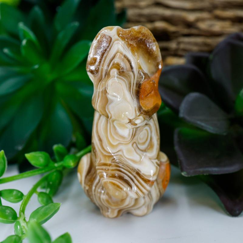 Banded Calcite Rabbit Carving-Nature's Treasures