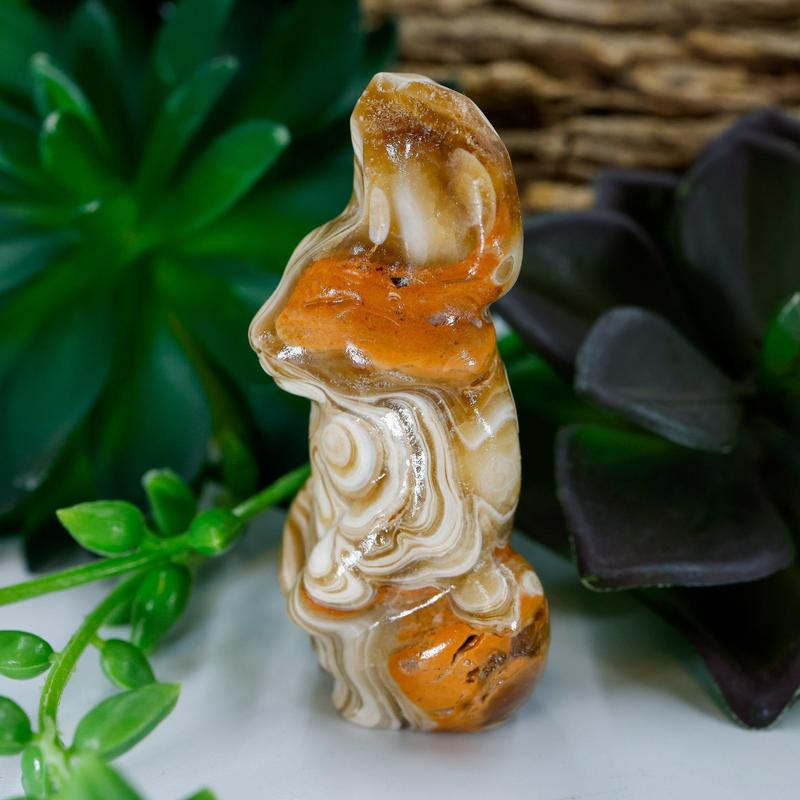 Banded Calcite Rabbit Carving-Nature's Treasures