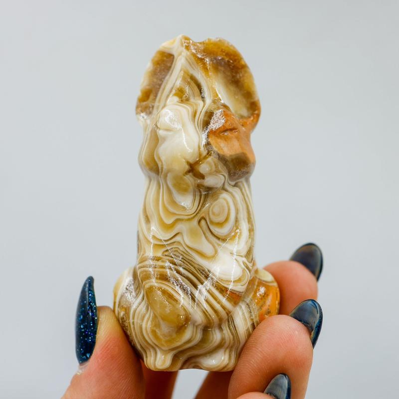 Banded Calcite Rabbit Carving – Nature's Treasures