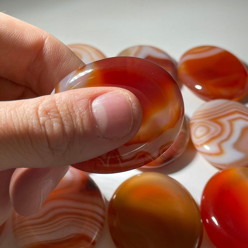 Banded Carnelian Worry Palm Stone || Confidence || brazil-Nature's Treasures