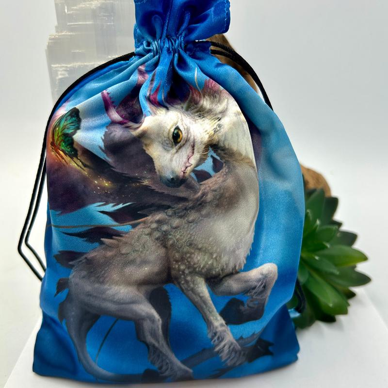 "Barbieri Unicorn Oracle Bag" Dupion Silk Drawstring Accessory Bag-Nature's Treasures