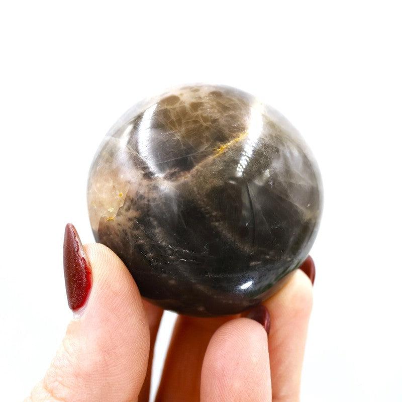 Black Moonstone Gallet Palm Stones || Protection || Madagascar-Nature's Treasures