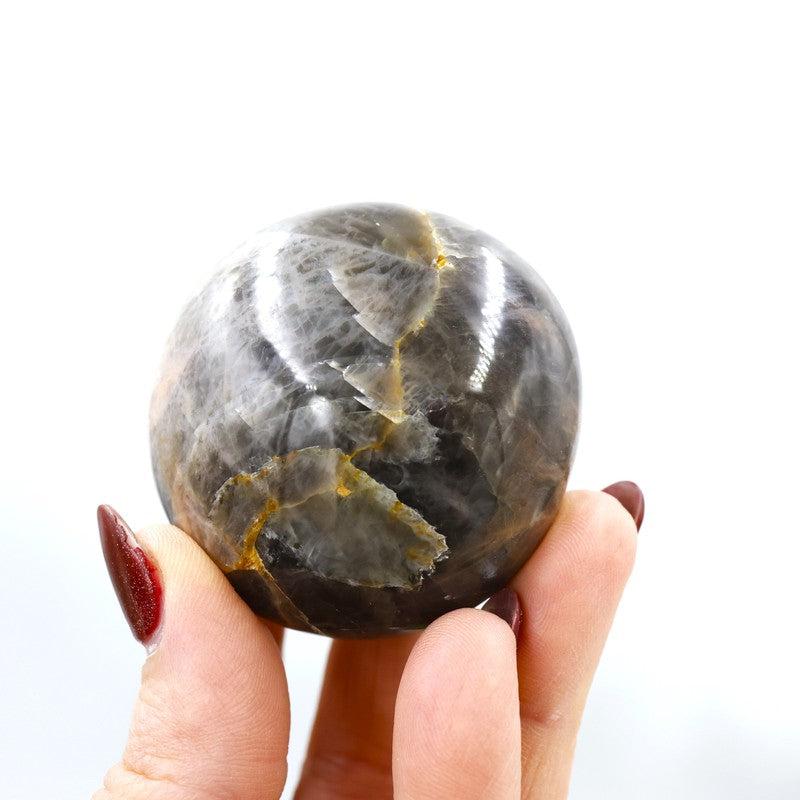 Black Moonstone Gallet Palm Stones || Protection || Madagascar-Nature's Treasures