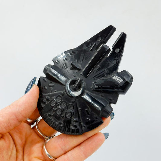 Black Obsidian Star Wars Millennium Falcon Spaceship Carving-Nature's Treasures