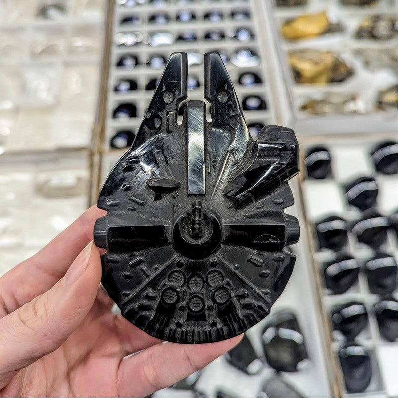 Black Obsidian Star Wars Millennium Falcon Spaceship Carving-Nature's Treasures