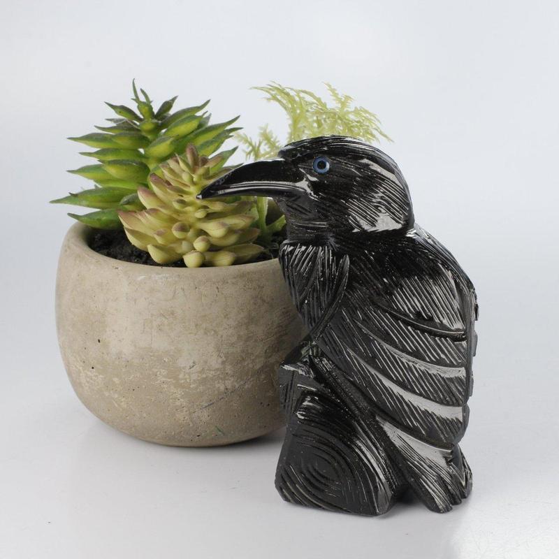 Black Onyx Raven Carvings || Wisdom, Balance || Peru-Nature's Treasures
