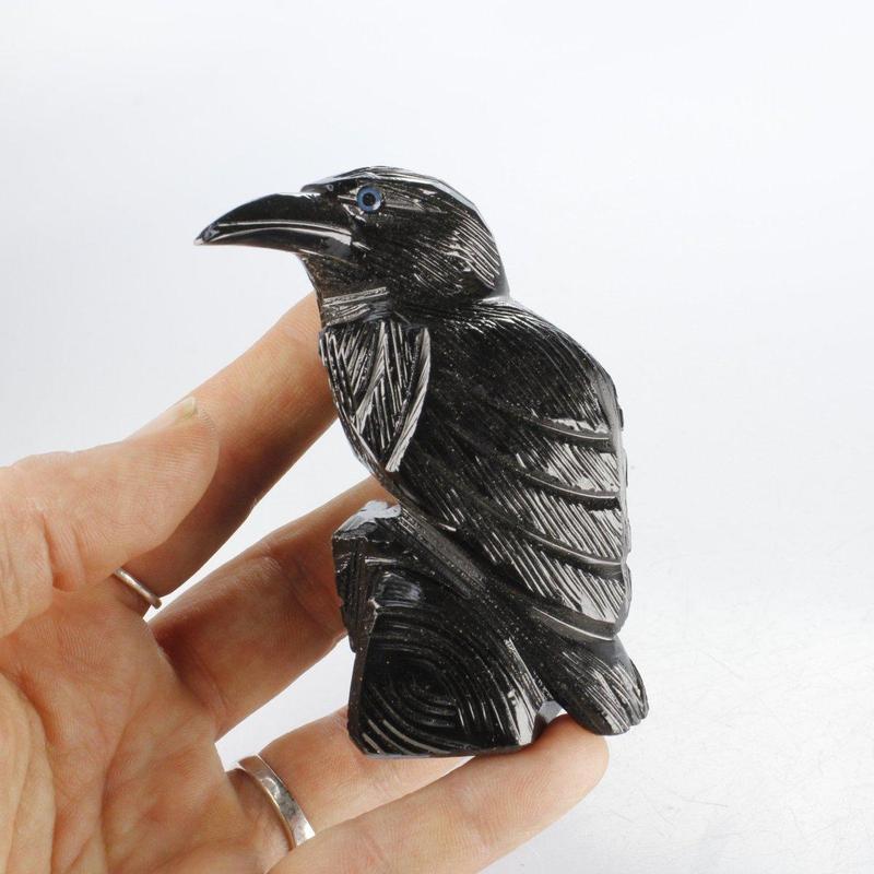 Black Onyx Raven Carvings || Wisdom, Balance || Peru-Nature's Treasures