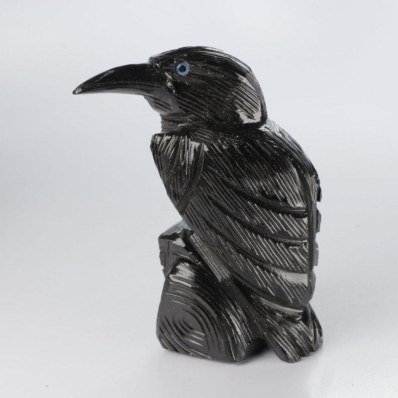 Black Onyx Raven Carvings || Wisdom, Balance || Peru