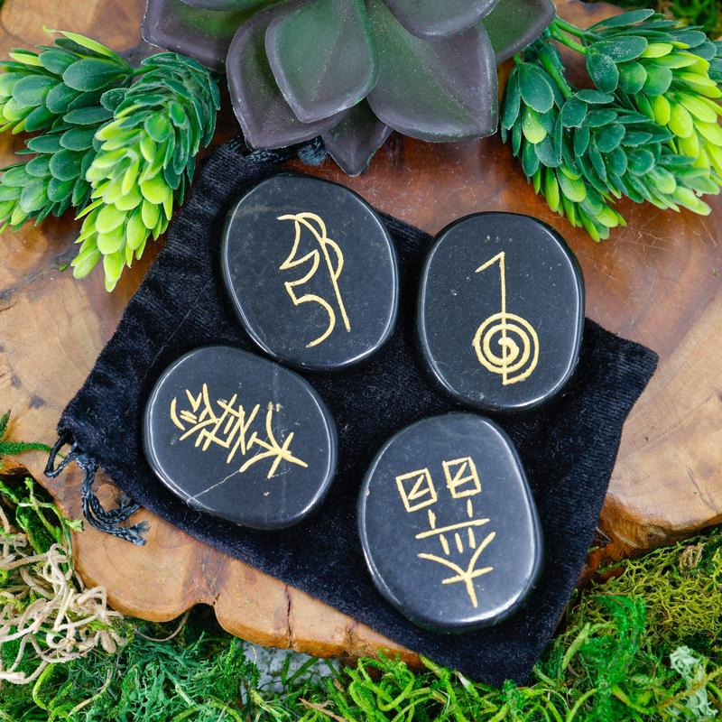 Black Onyx Usui Reiki Stone Set || Trunk Show-Nature's Treasures