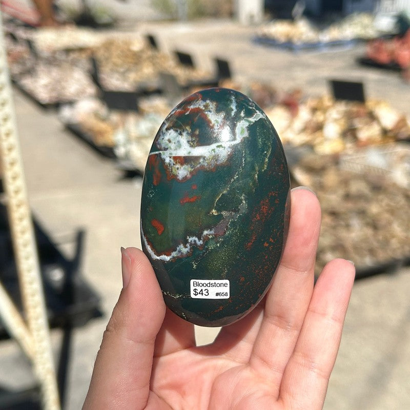 Bloodstone Oval Palm Stones || Trunk Show-Nature's Treasures