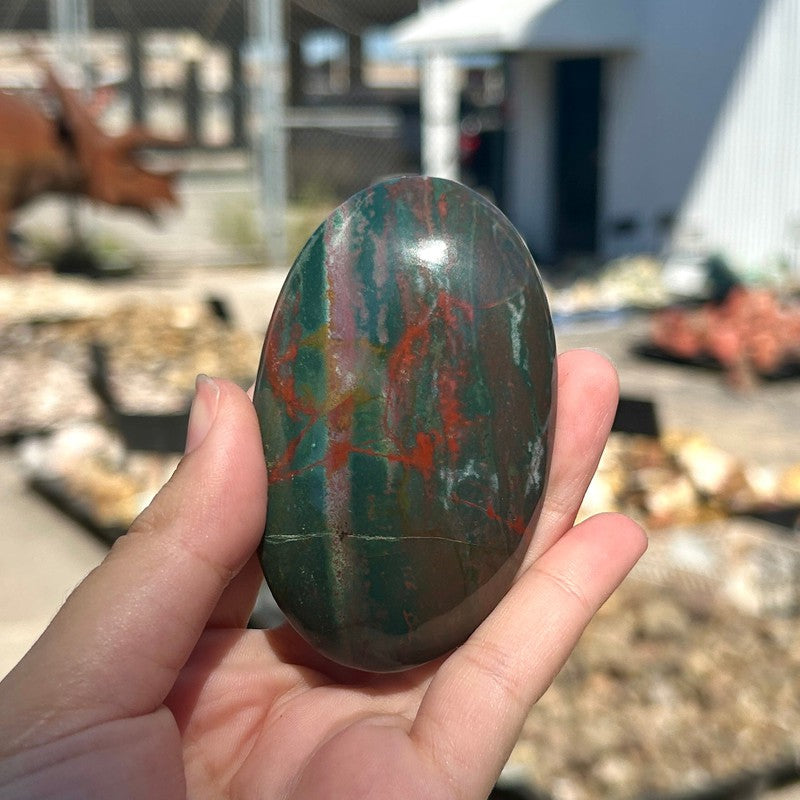 Bloodstone Oval Palm Stones || Trunk Show-Nature's Treasures