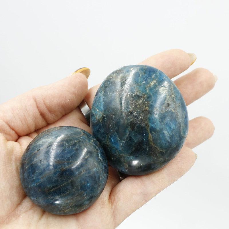 Blue Apatite Gallet Palm Stones || Communication || Madagascar-Nature's Treasures