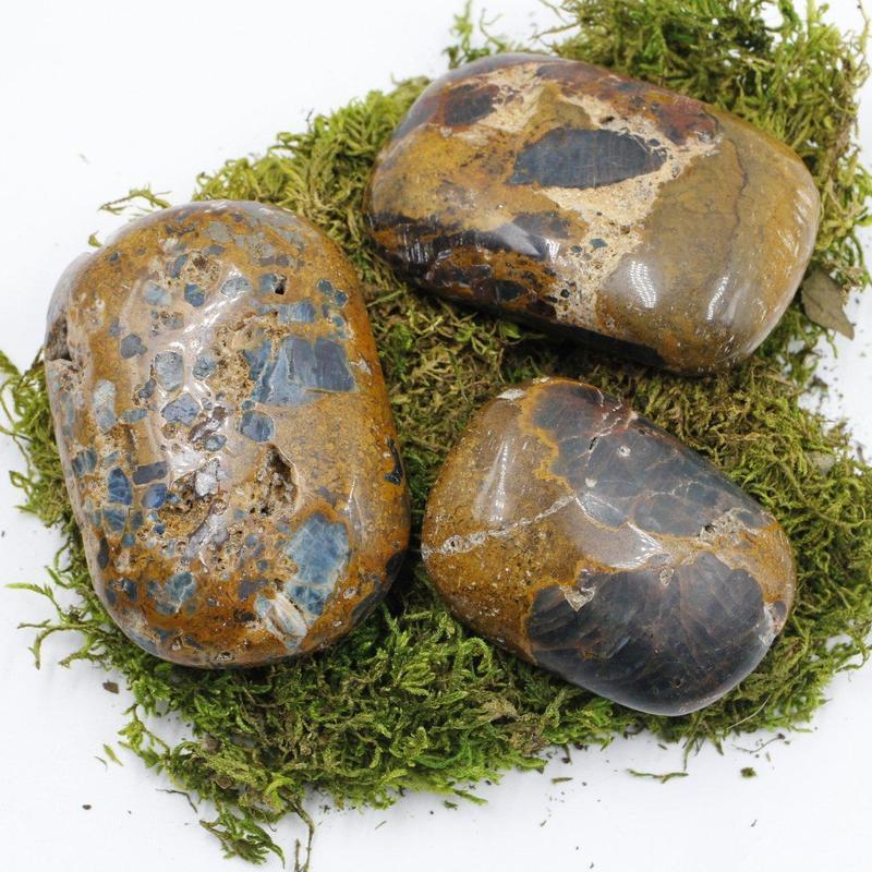 Blue Apatite In Matrix Palm Stones || Brazil-Nature's Treasures