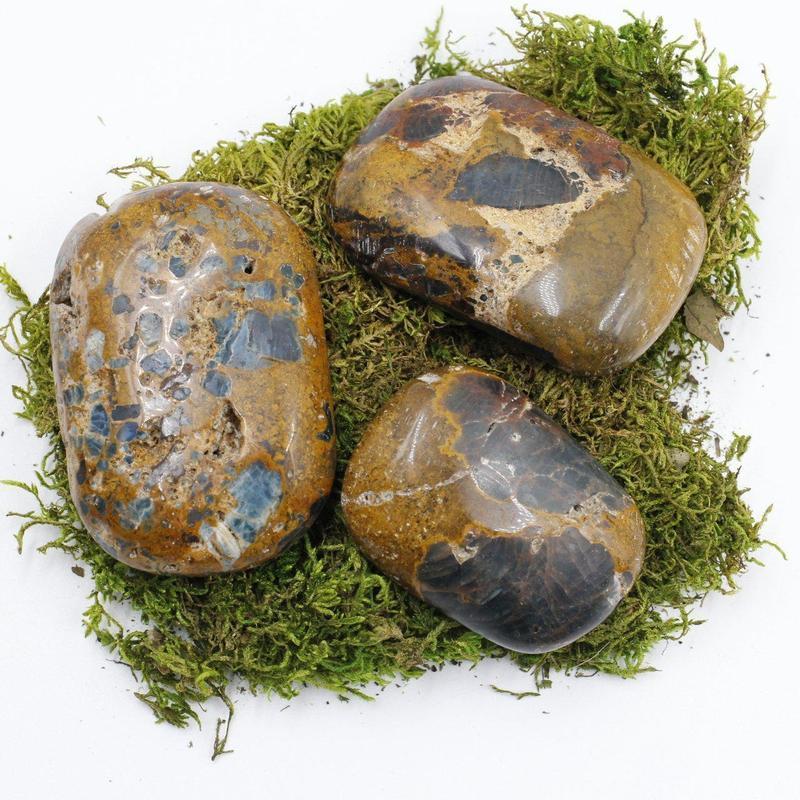 Blue Apatite In Matrix Palm Stones || Brazil-Nature's Treasures