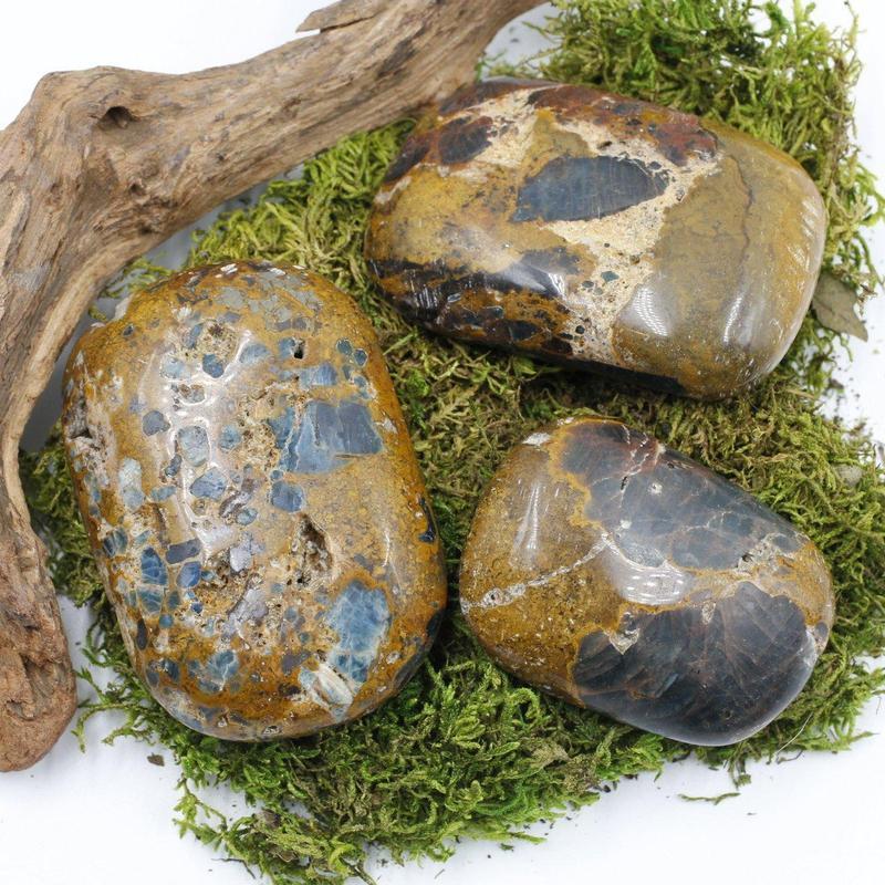 Blue Apatite In Matrix Palm Stones || Brazil-Nature's Treasures