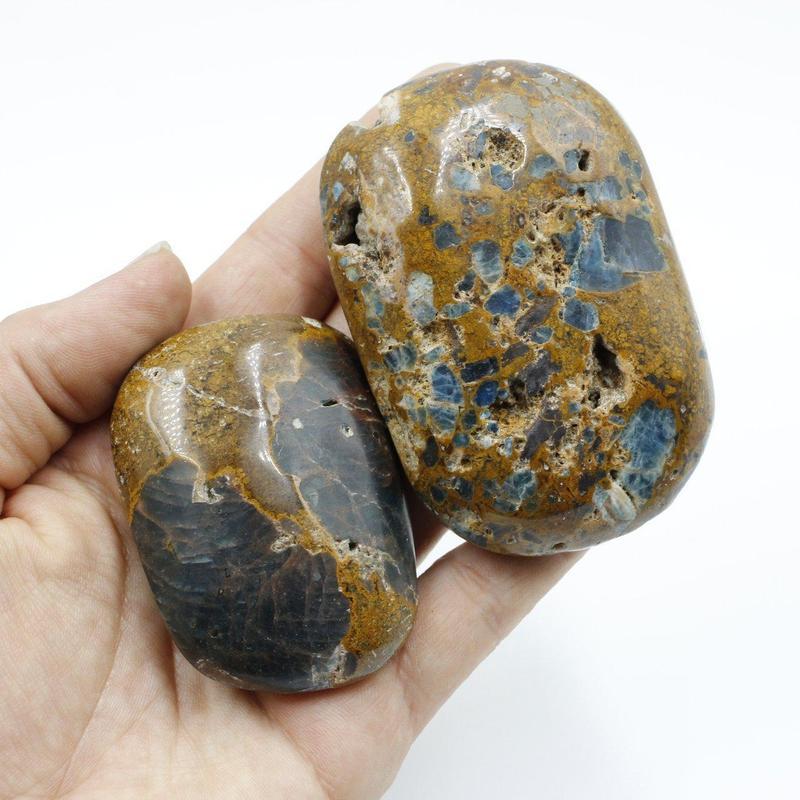 Blue Apatite In Matrix Palm Stones || Brazil-Nature's Treasures