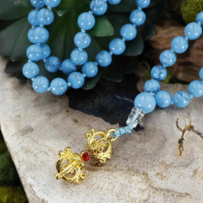Blue Dyed Howlite w/ Dorje Mala Bead Necklace-Nature's Treasures