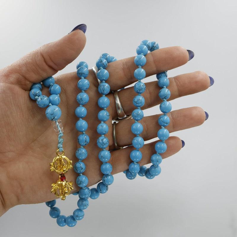 Blue Dyed Howlite w/ Dorje Mala Bead Necklace-Nature's Treasures