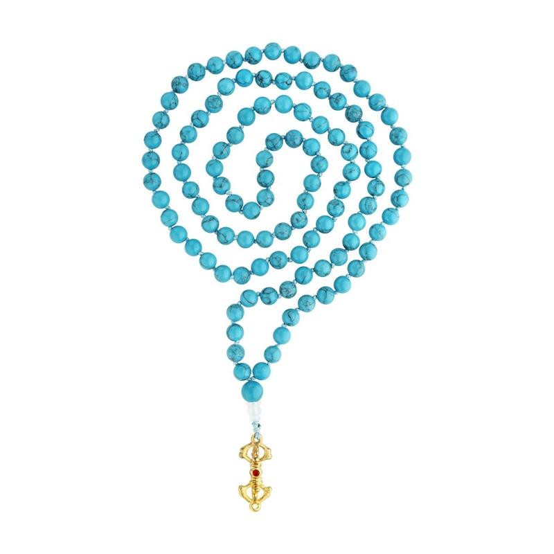 Blue Dyed Howlite w/ Dorje Mala Bead Necklace-Nature's Treasures