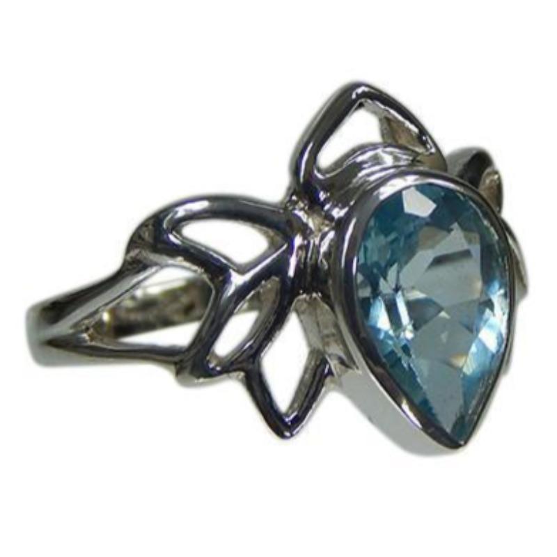 Blue Topaz Faceted Lotus Flower Ring || .925 Sterling Silver-Nature's Treasures