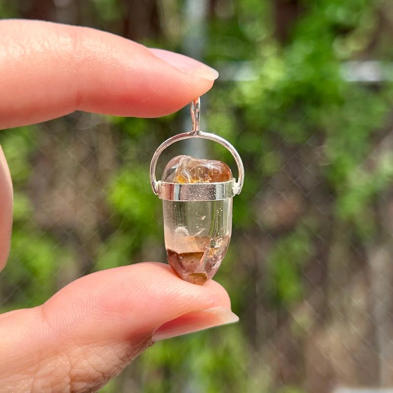 Brazilian Lithium Quartz Tumbled Pendant || .925 Sterling Silver-Nature's Treasures