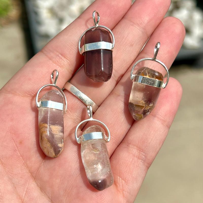 Brazilian Lithium Quartz Tumbled Pendant || .925 Sterling Silver-Nature's Treasures