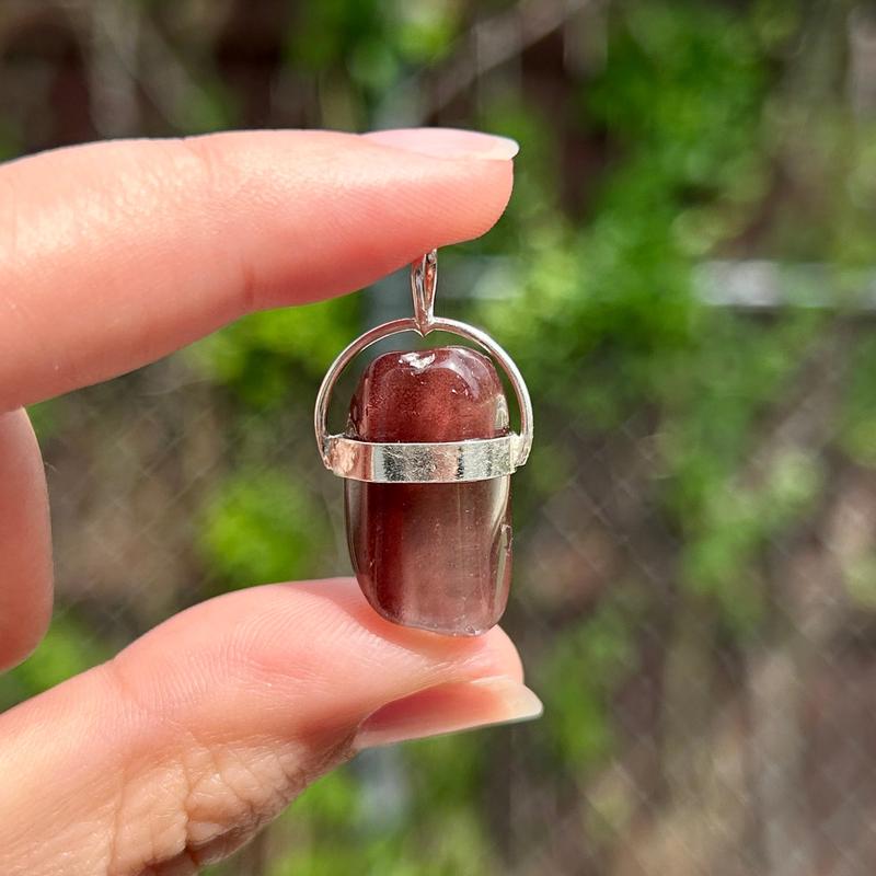 Brazilian Lithium Quartz Tumbled Pendant || .925 Sterling Silver-Nature's Treasures