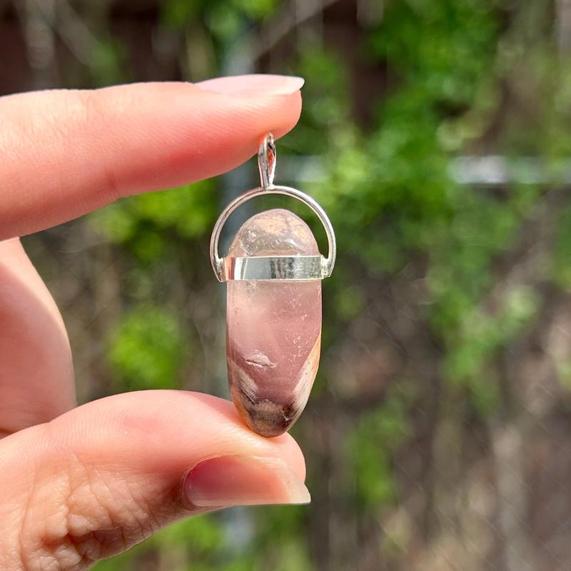 Brazilian Lithium Quartz Tumbled Pendant || .925 Sterling Silver-Nature's Treasures