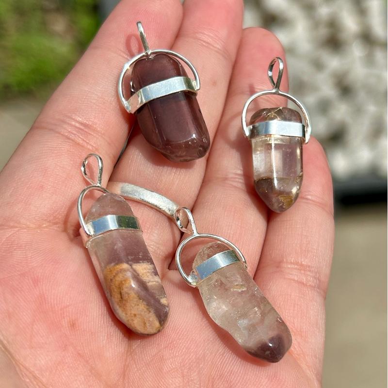 Brazilian Lithium Quartz Tumbled Pendant || .925 Sterling Silver-Nature's Treasures