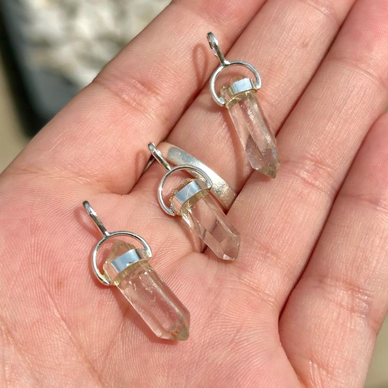 Brazilian Rough Clear Quartz Point Pendant || .925 Sterling Silver-Nature's Treasures