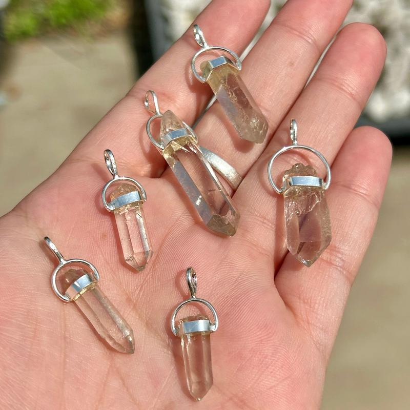 Brazilian Rough Clear Quartz Point Pendant || .925 Sterling Silver-Nature's Treasures