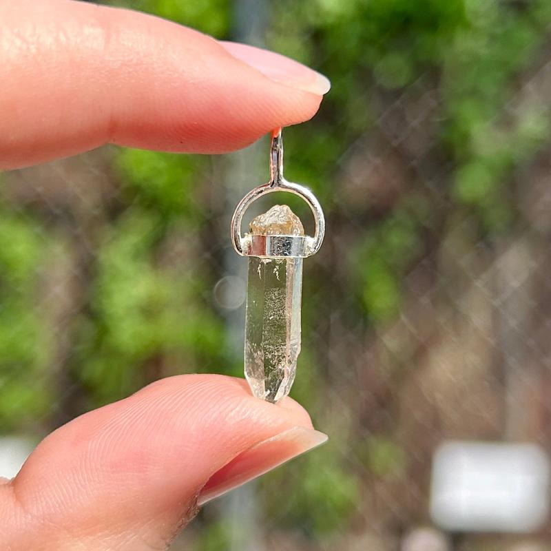 Brazilian Rough Clear Quartz Point Pendant || .925 Sterling Silver-Nature's Treasures
