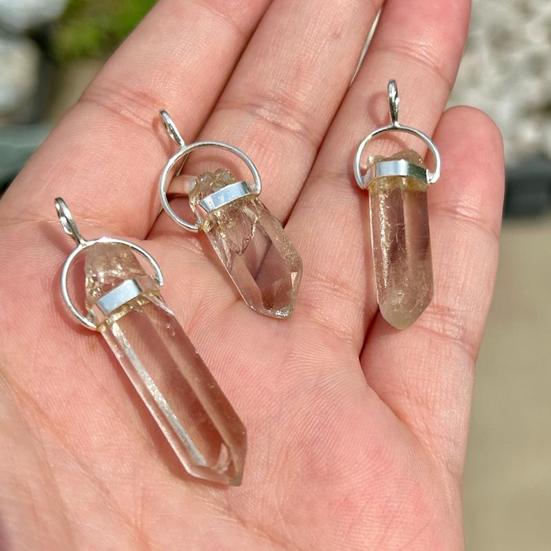 Brazilian Rough Clear Quartz Point Pendant || .925 Sterling Silver-Nature's Treasures