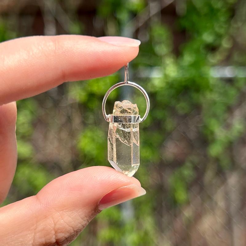 Brazilian Rough Clear Quartz Point Pendant || .925 Sterling Silver-Nature's Treasures