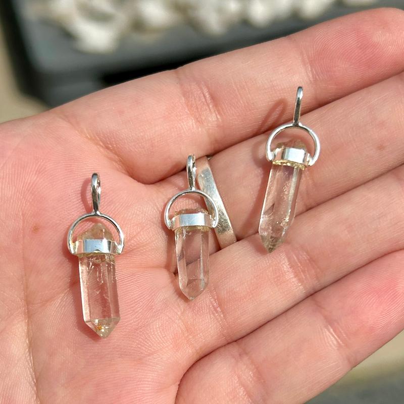 Brazilian Rough Clear Quartz Point Pendant || .925 Sterling Silver-Nature's Treasures
