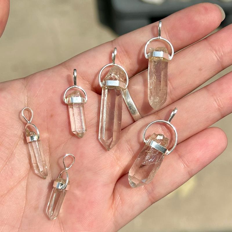 Brazilian Rough Clear Quartz Point Pendant || .925 Sterling Silver-Nature's Treasures