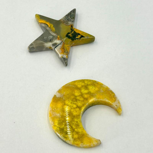 Bumblebee Jasper Moon & Star Carvings || Trunk Show-Nature's Treasures