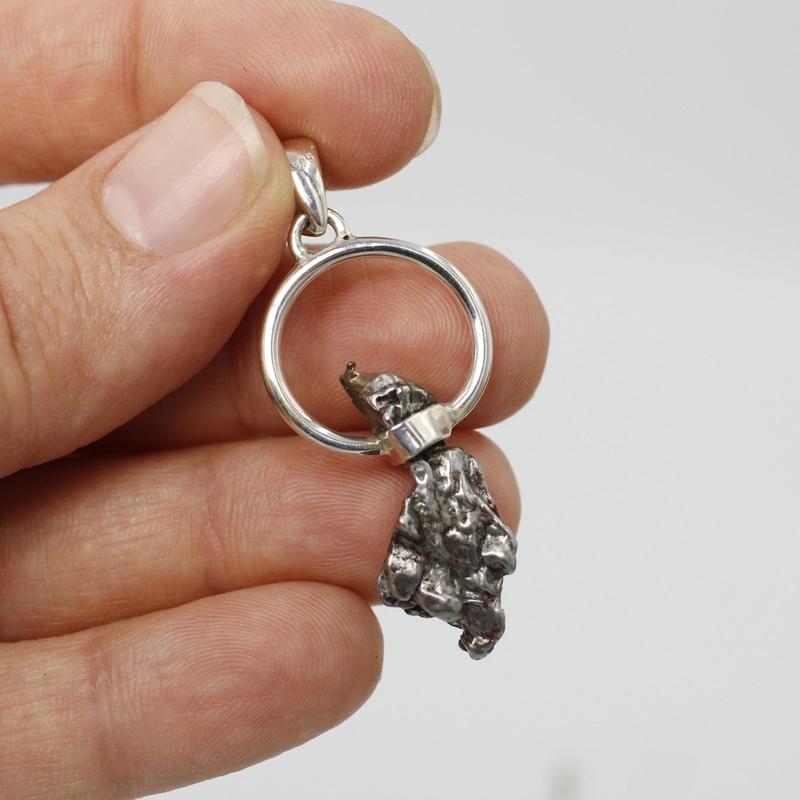 Campo Del Cielo Meteorite Pendant || .925 Sterling Silver-Nature's Treasures
