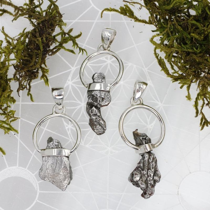 Campo Del Cielo Meteorite Pendant || .925 Sterling Silver-Nature's Treasures
