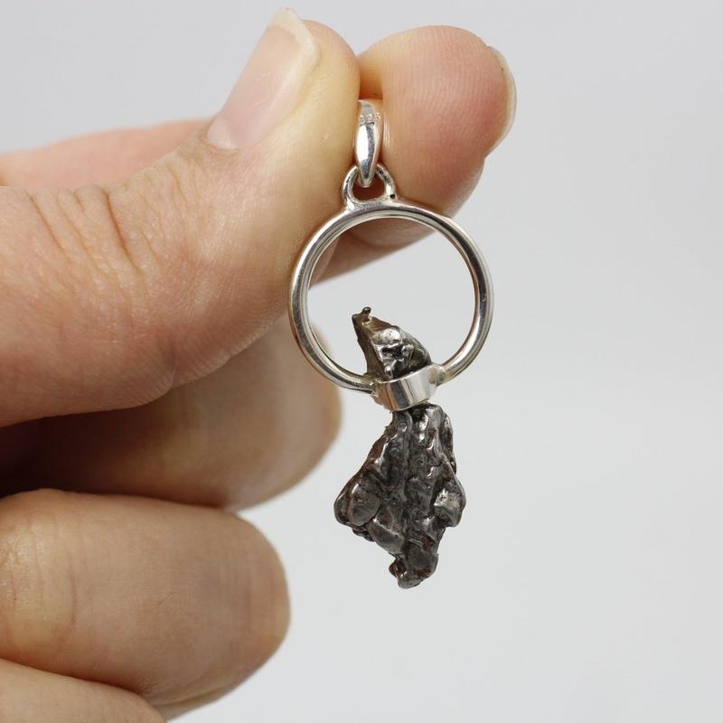 Campo Del Cielo Meteorite Pendant || .925 Sterling Silver-Nature's Treasures