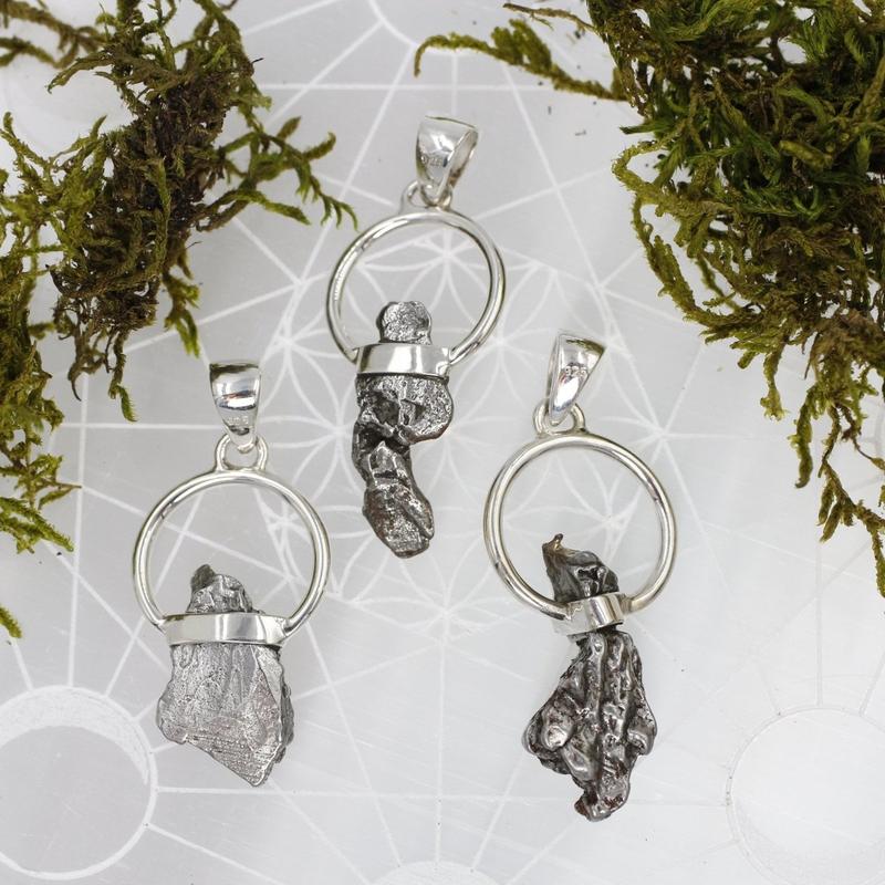 Campo Del Cielo Meteorite Pendant || .925 Sterling Silver-Nature's Treasures