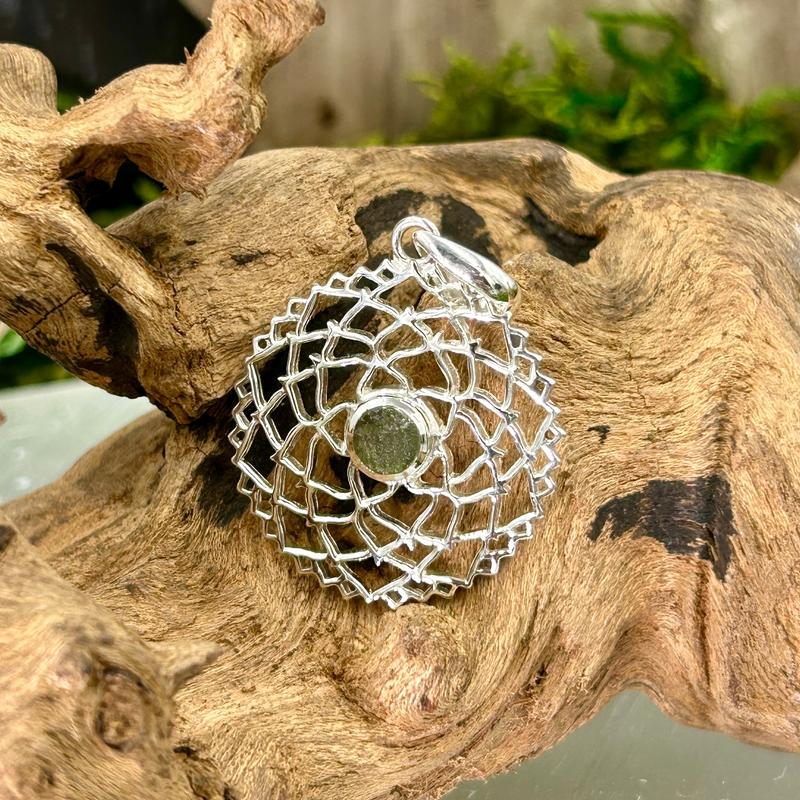 Celestial Moldavite Crown Chakra Pendant || .925 Sterling Silver-Nature's Treasures