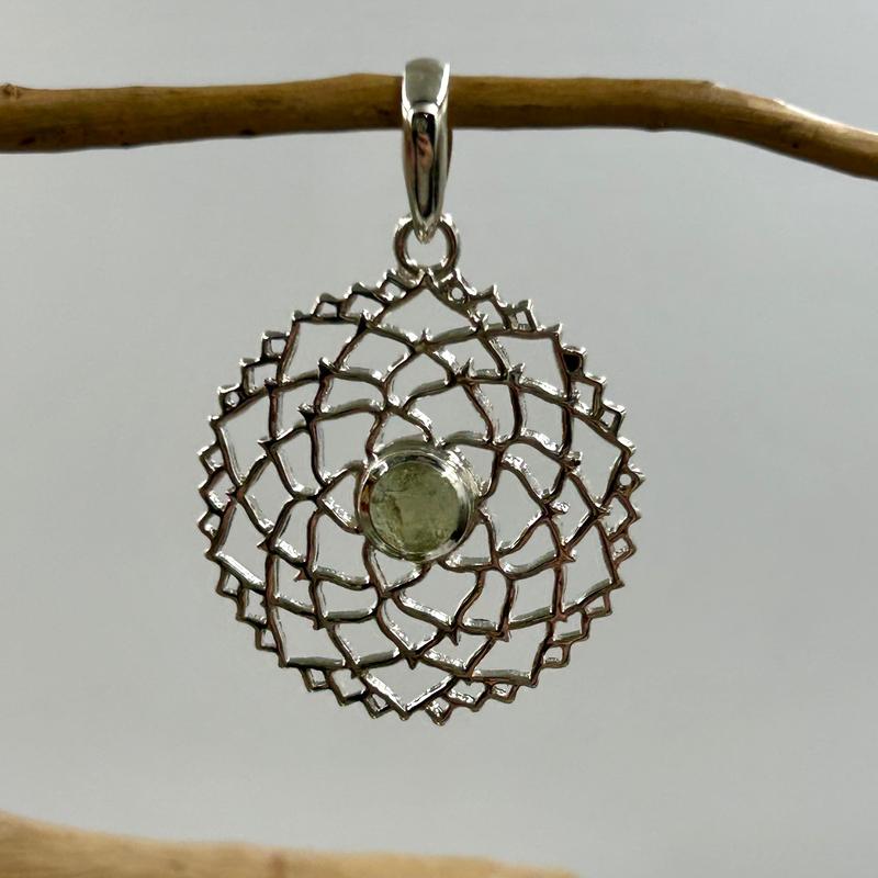 Celestial Moldavite Crown Chakra Pendant || .925 Sterling Silver-Nature's Treasures
