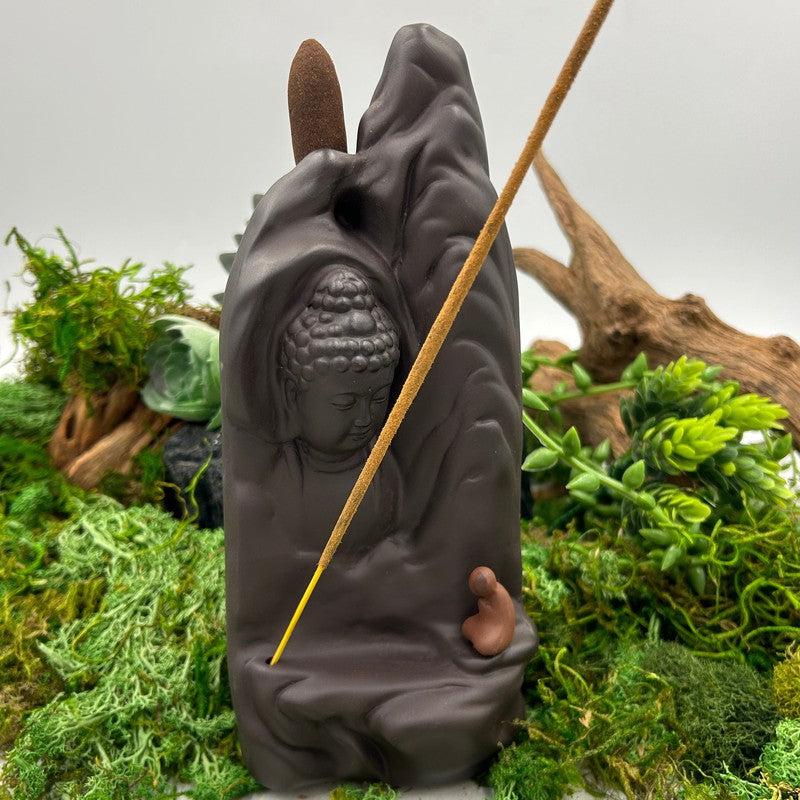 Ceramic Buddha Stone Wall Backflow & Incense Burner || 2-In one-Nature's Treasures