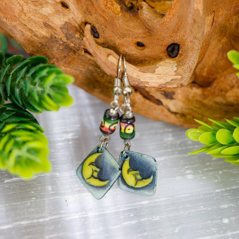 Ceramic Clay Moon Crescent Earrings || Trunk Show-Nature's Treasures