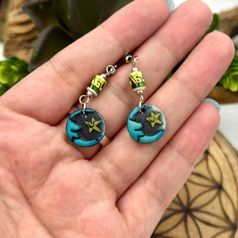Ceramic Clay Moon and Star Earrings || Trunk Show-Nature's Treasures