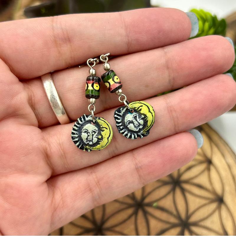 Ceramic Clay Sun and Moon Earrings || Trunk Show-Nature's Treasures