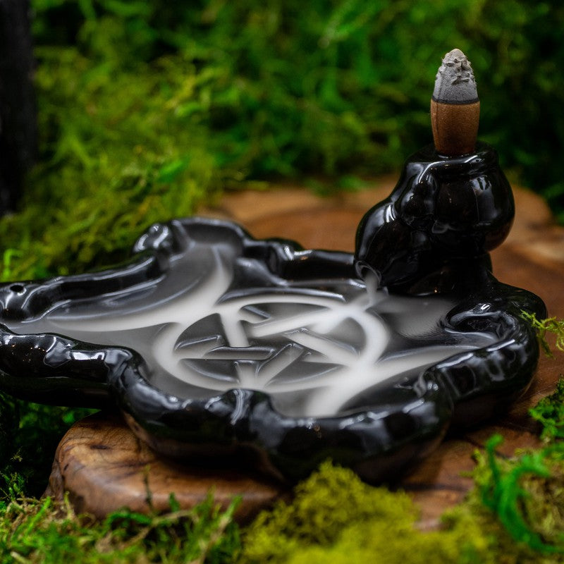 Ceramic Triple Moon Backflow Incense Burner-Nature's Treasures