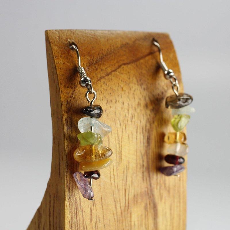 Chakra Chip Earrings || Silver Plated French Hook-Nature's Treasures